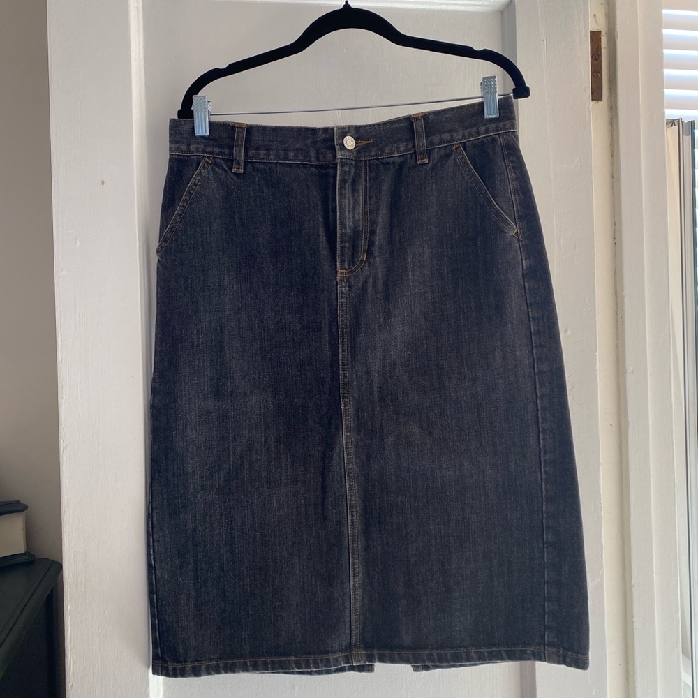 GAP Black Denim Midi Skirt